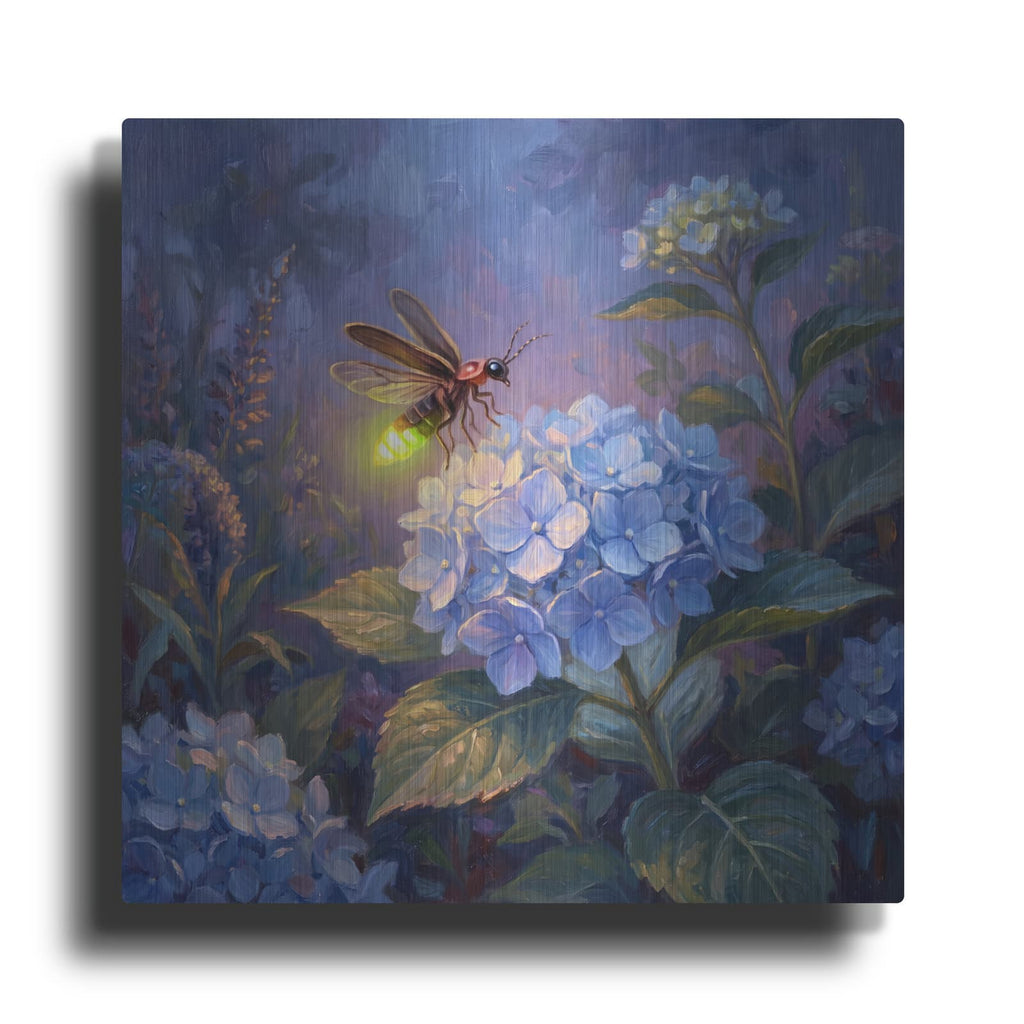 'Firefly and Hydrangea' by Veve – Metal Wall Art