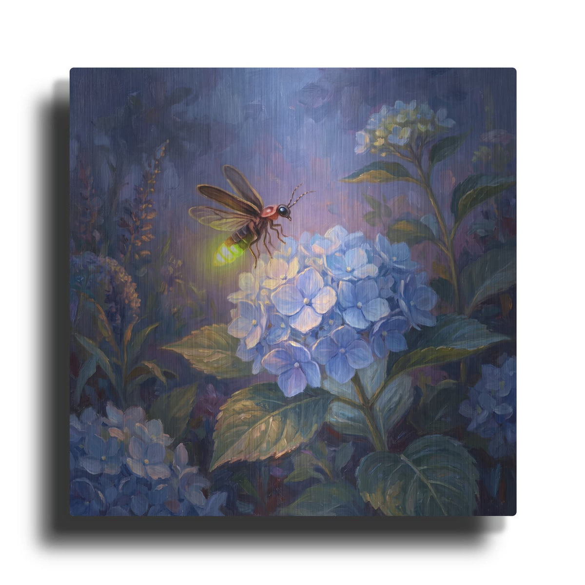 'Firefly and Hydrangea' by Veve – Metal Wall Art