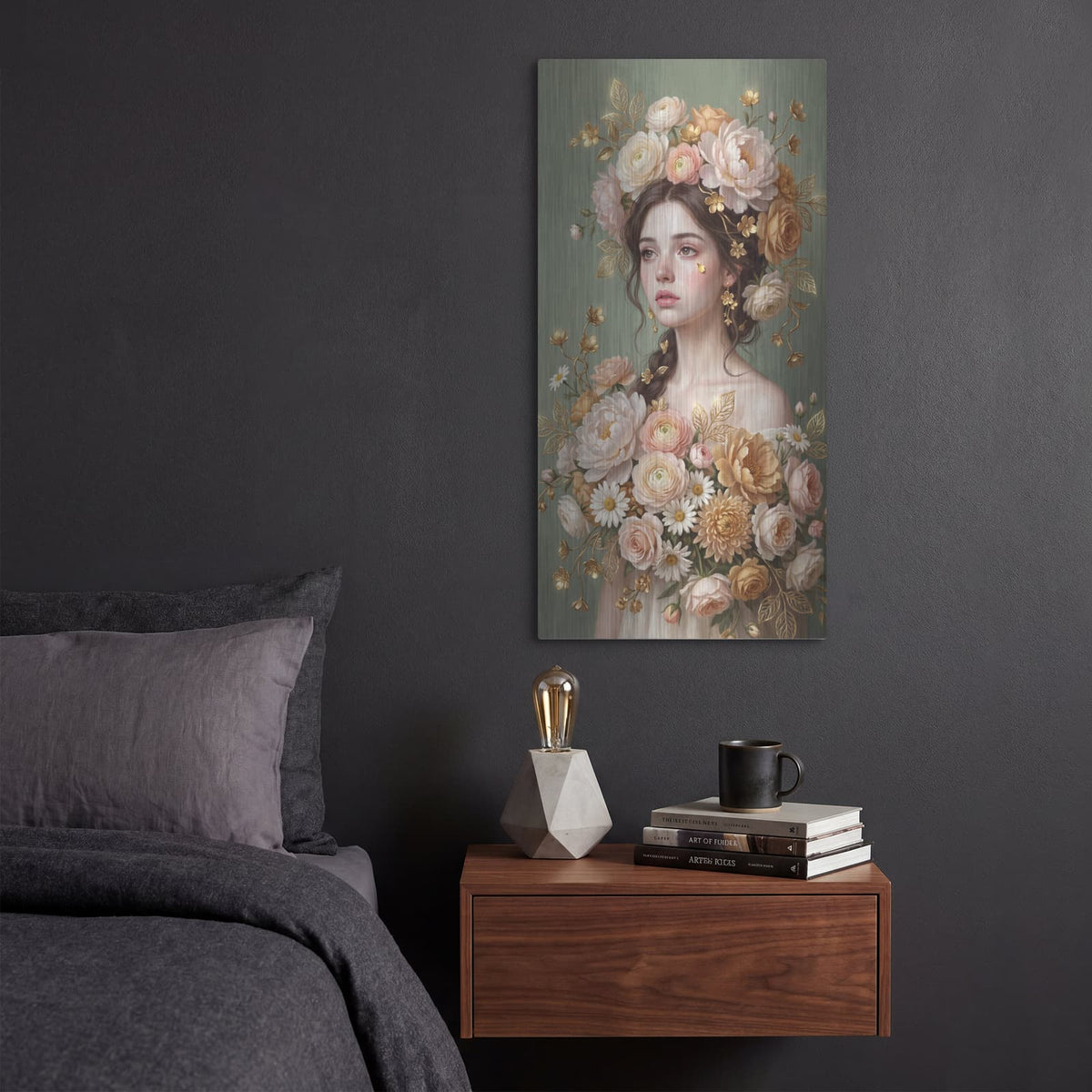 'Floral Portrait I' by Veve – Metal Wall Art, 12x24 room view