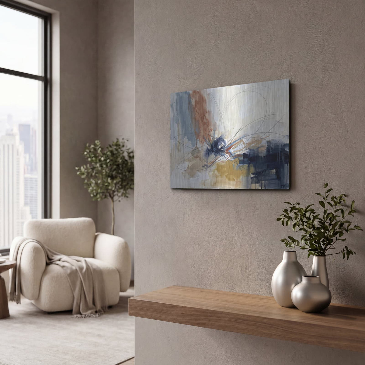 'Flowing Impressions' by Veve – Metal Wall Art, 16x12 room view