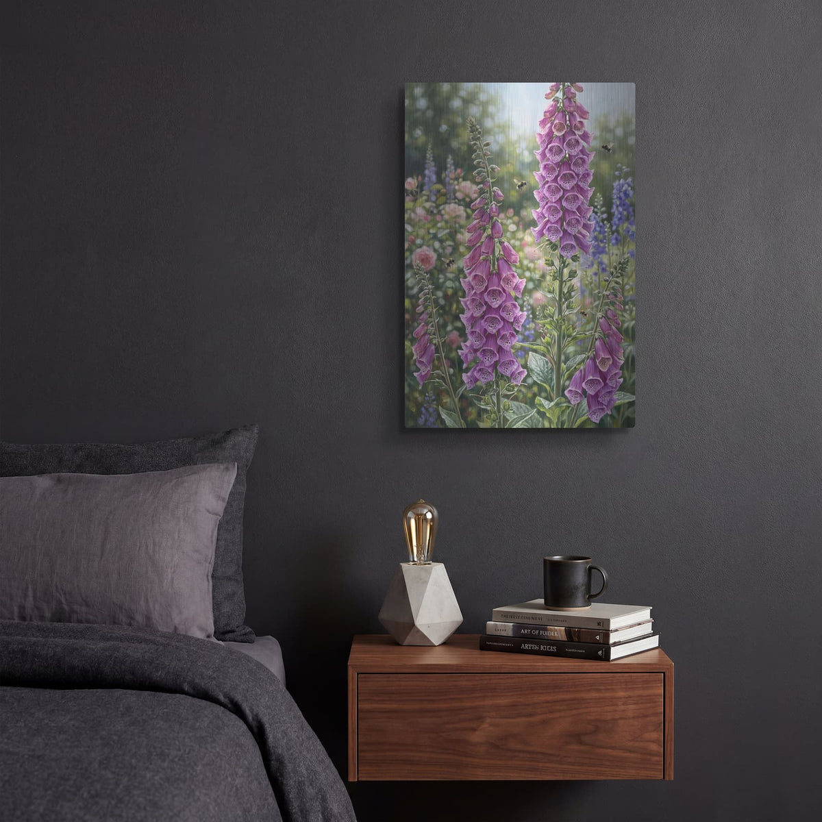 'Foxglove Spires' by Veve – Metal Wall Art, 12x16 room view