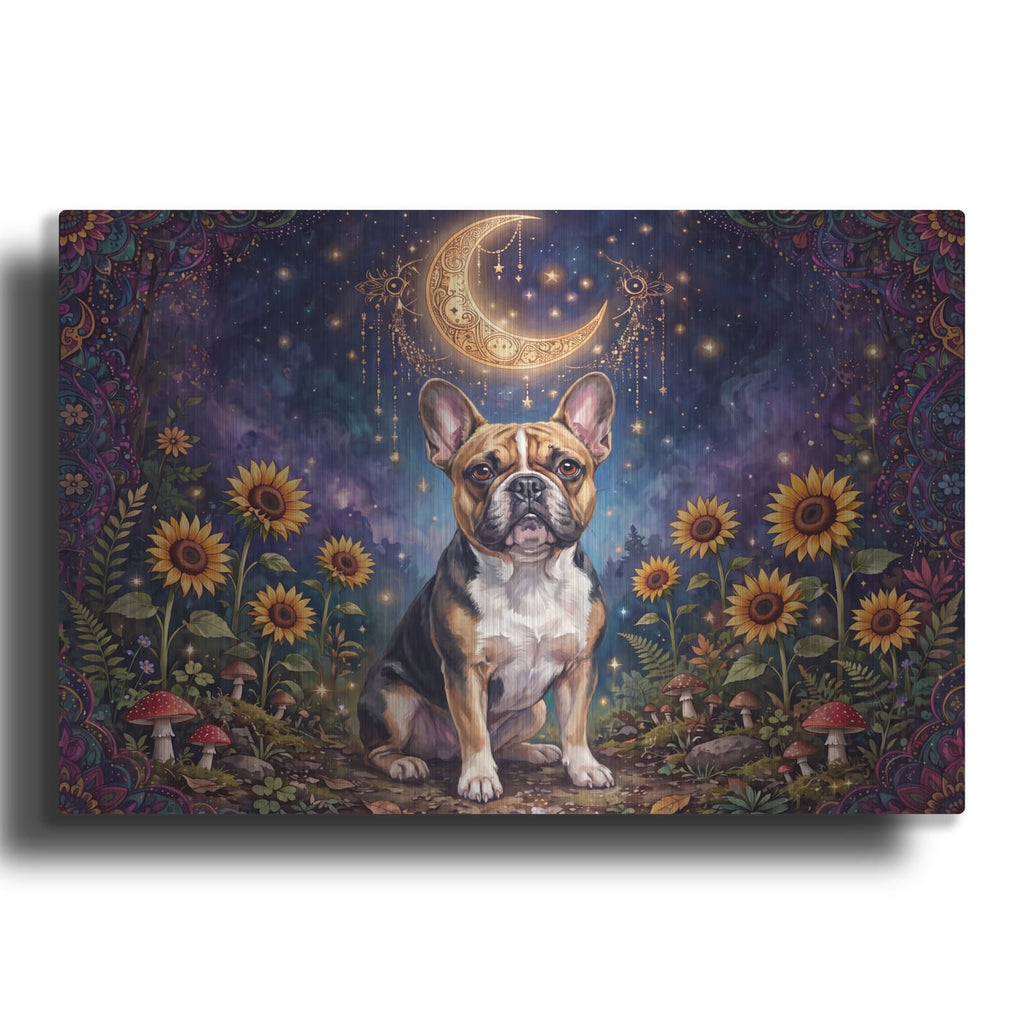 'French Bulldog in Celestial Garden' by Veve – Metal Wall Art