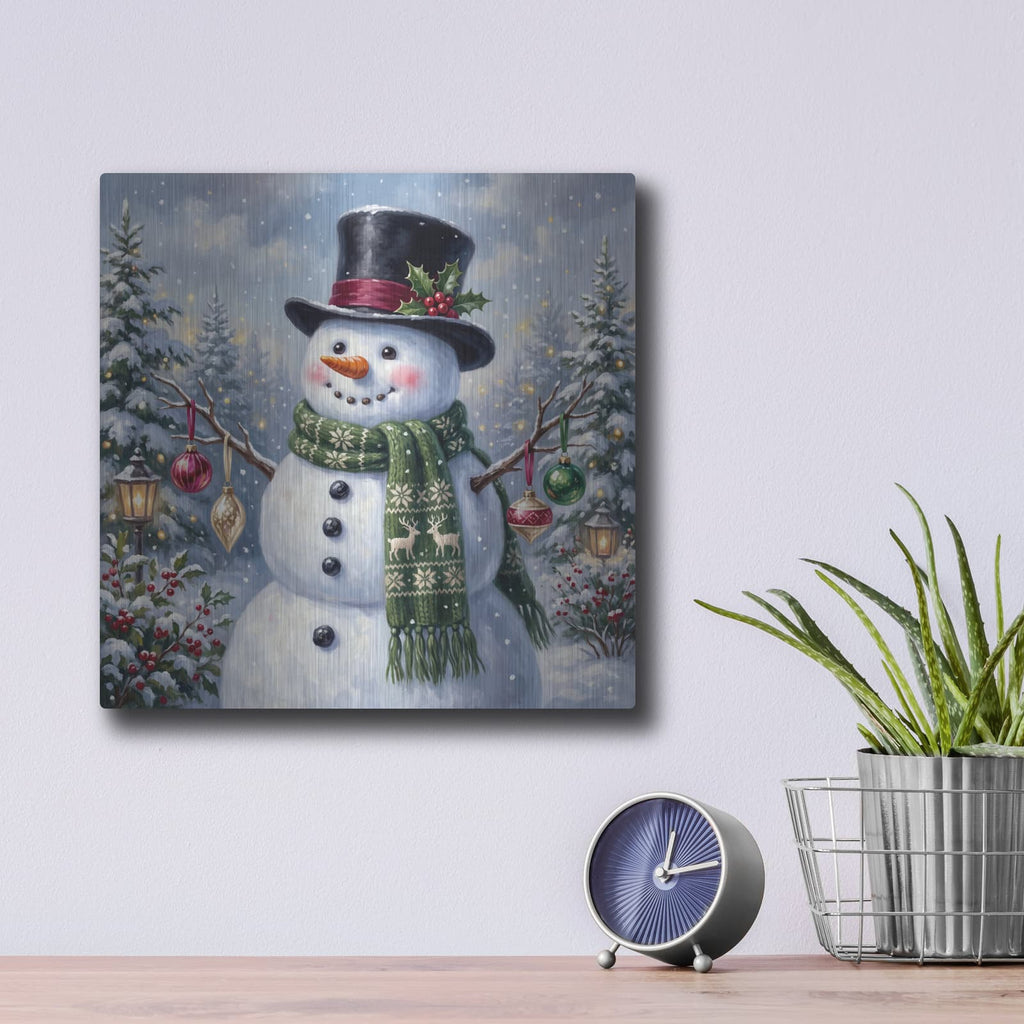 'Frosty's Christmas Magic' by Veve – Metal Wall Art, 12x12 room view