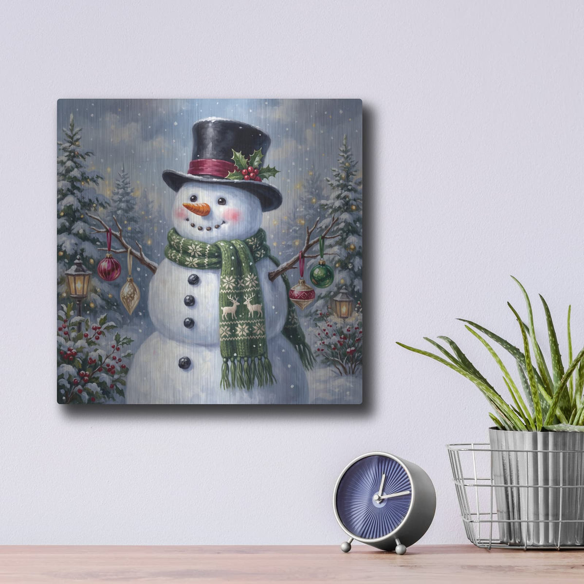 'Frosty's Christmas Magic' by Veve – Metal Wall Art, 12x12 room view