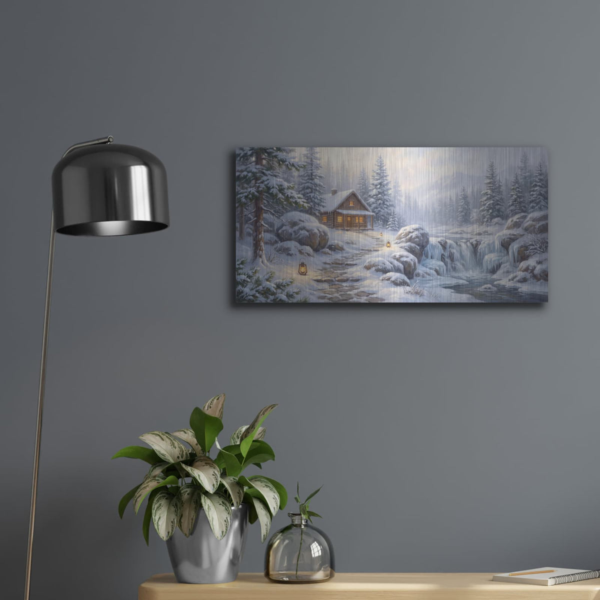 'Frozen Waterfall' by Veve – Metal Wall Art, 24x12 room view