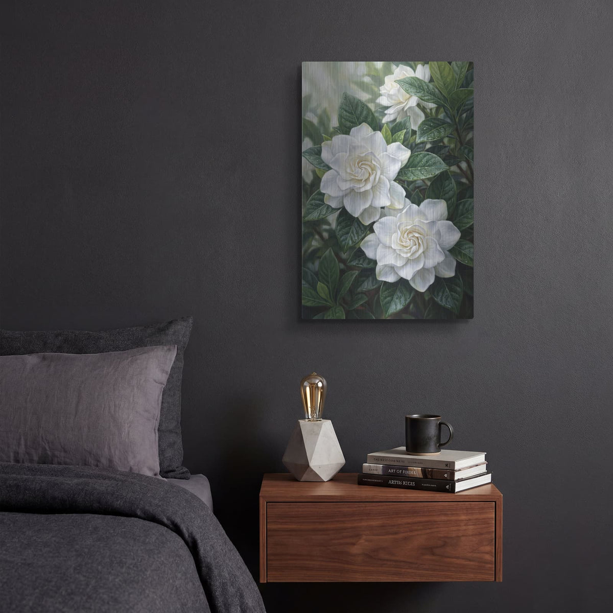 'Gardenia' by Veve – Metal Wall Art, 12x16 room view