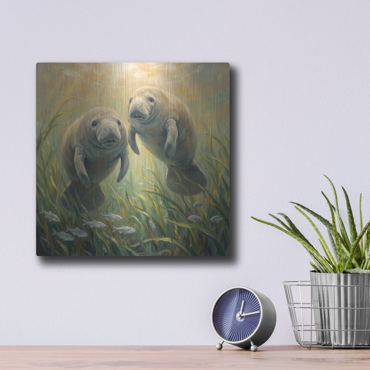 'Gentle Hearts in the Seagrass' by Veve – Metal Wall Art, 12x12 room view