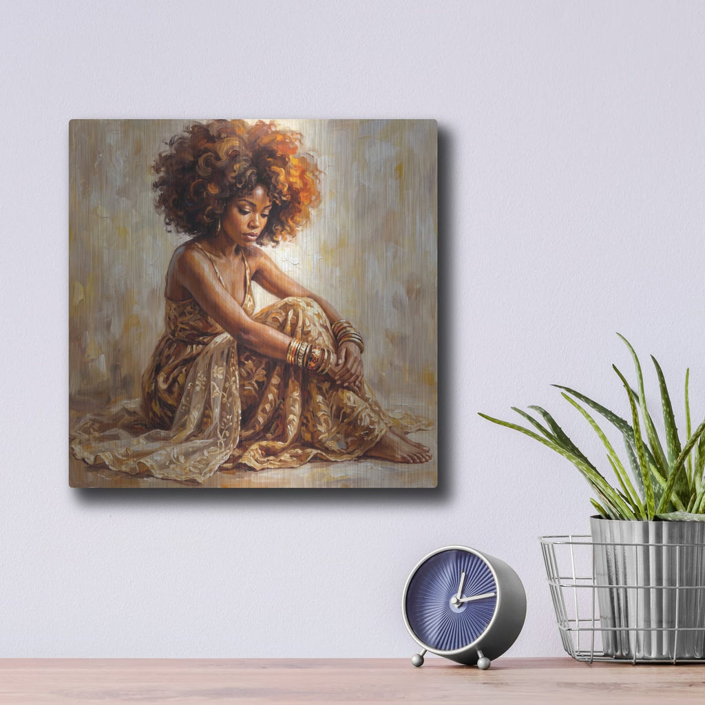 'Golden Afro Soul II' by Veve – Metal Wall Art, 12x12 room view