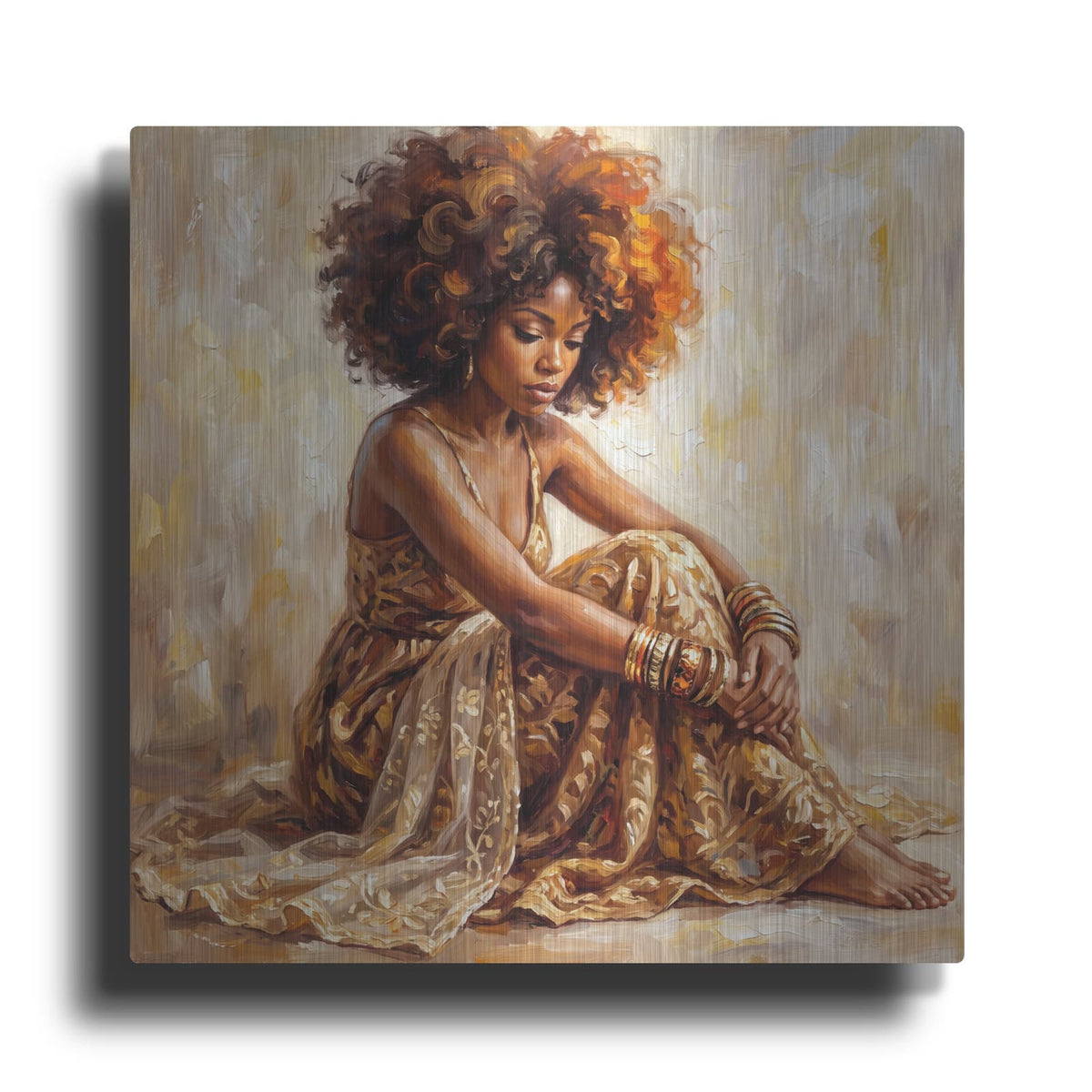 'Golden Afro Soul II' by Veve – Metal Wall Art
