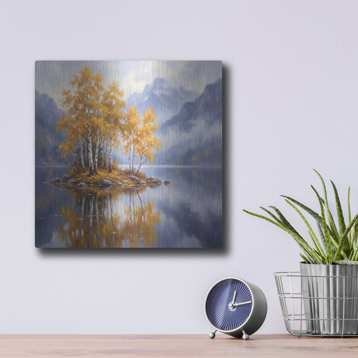 'Golden Birches' by Veve – Metal Wall Art, 12x12 room view