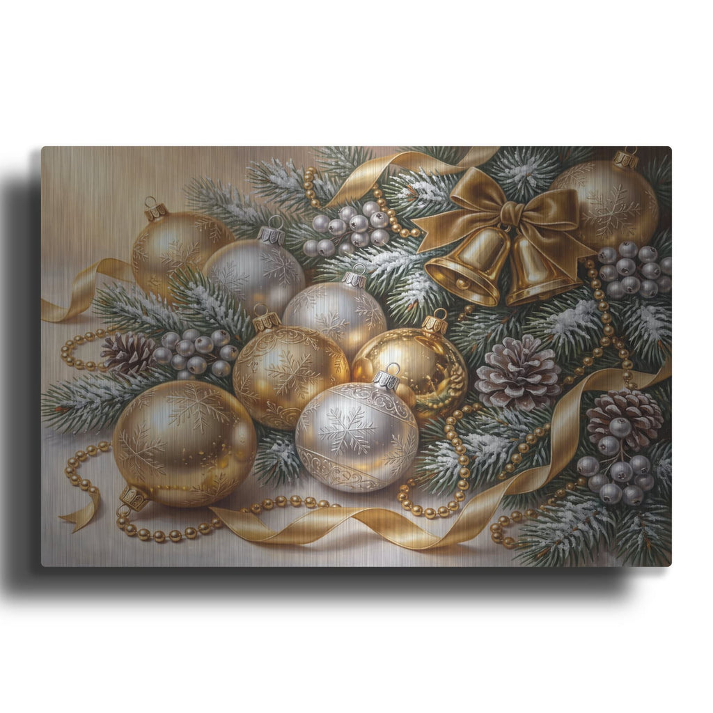 'Golden Christmas' by Veve – Metal Wall Art