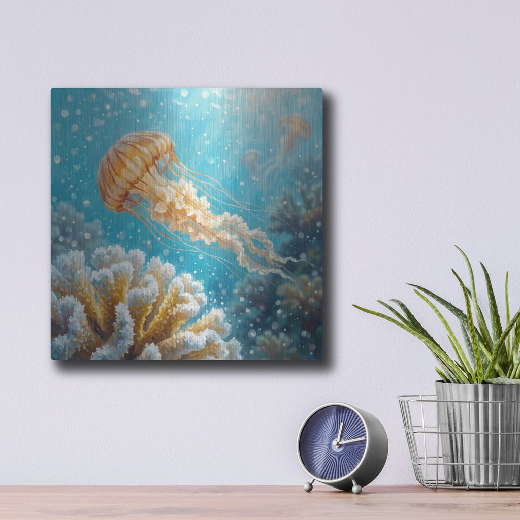 'Golden Drifter' by Veve – Metal Wall Art, 12x12 room view
