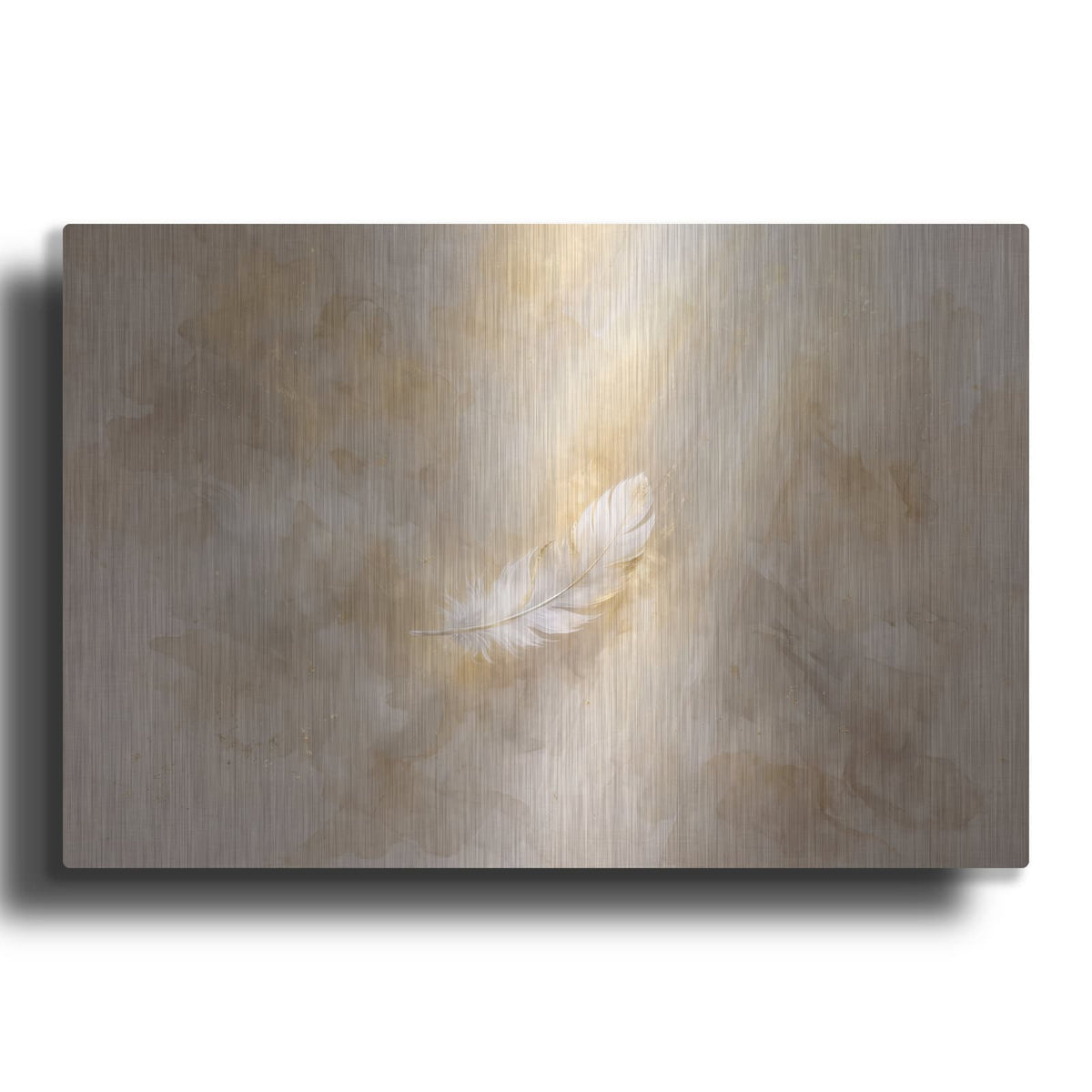 'Golden Feather Halo' by Veve – Metal Wall Art