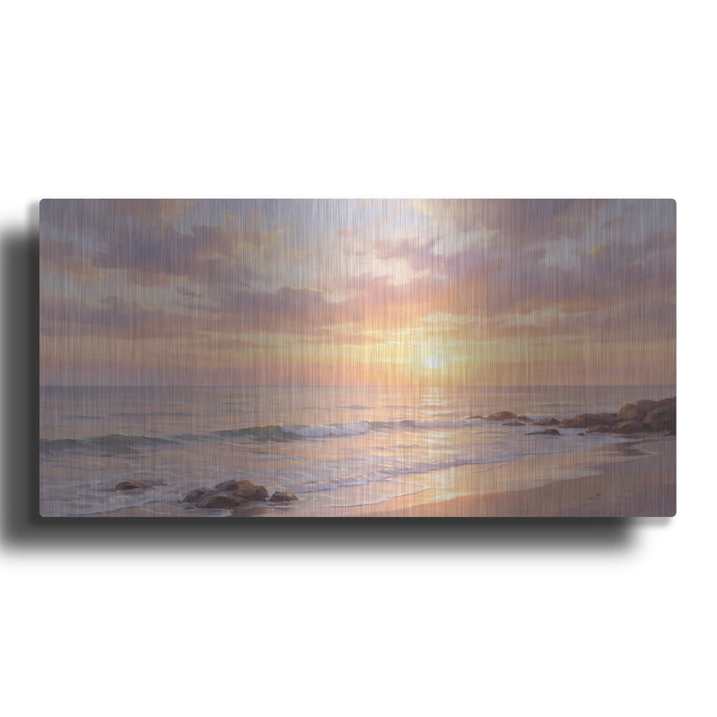 'Golden Horizon Sunset Over the Sea' by Veve – Metal Wall Art