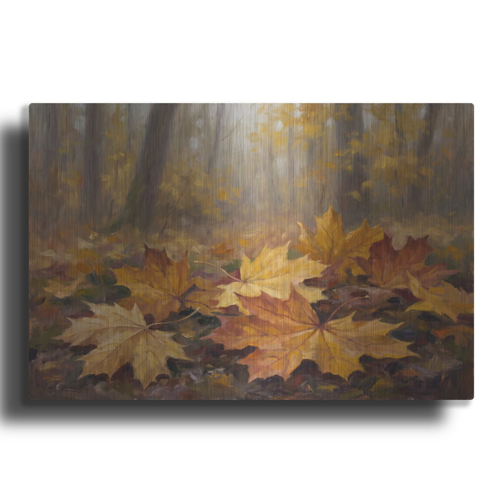 'Golden Leaves of October' by Veve – Metal Wall Art