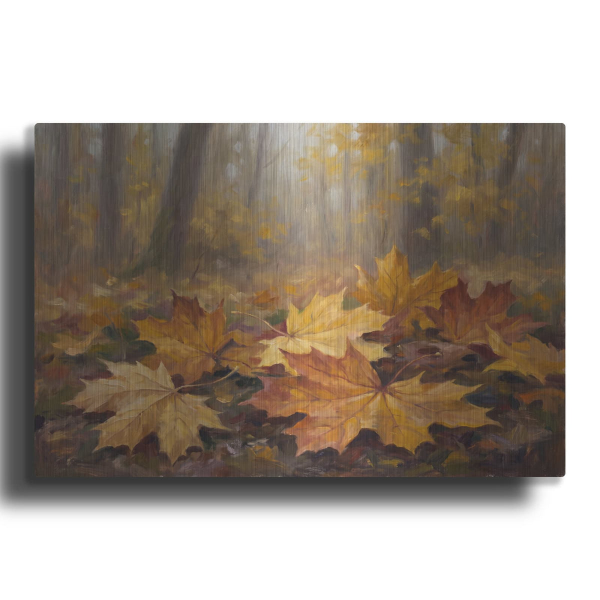 'Golden Leaves of October' by Veve – Metal Wall Art