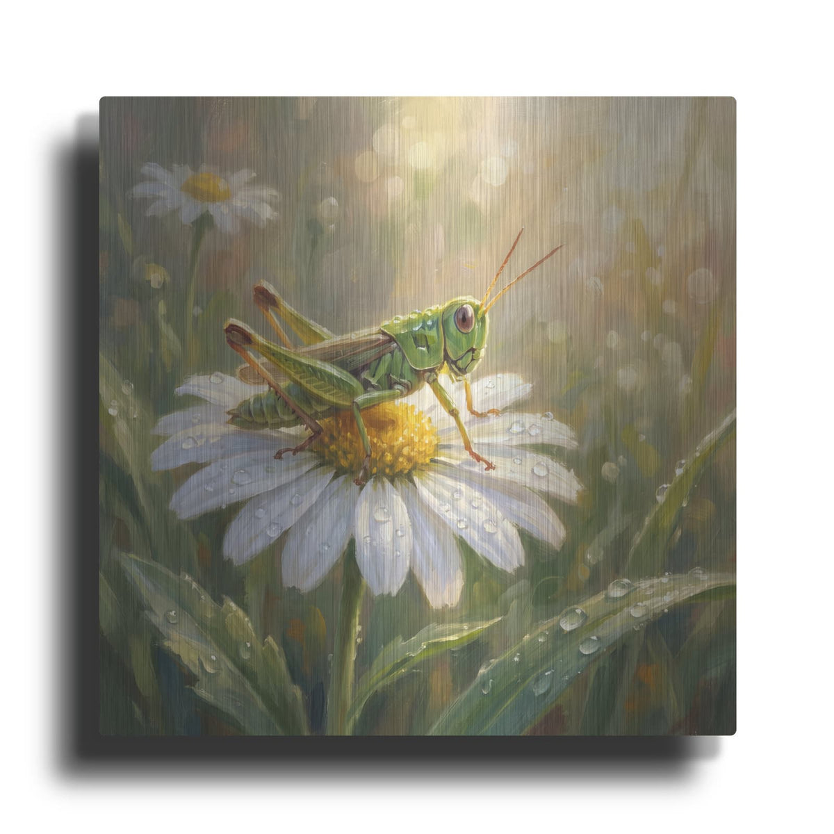 'Grasshopper and Daisy' by Veve – Metal Wall Art