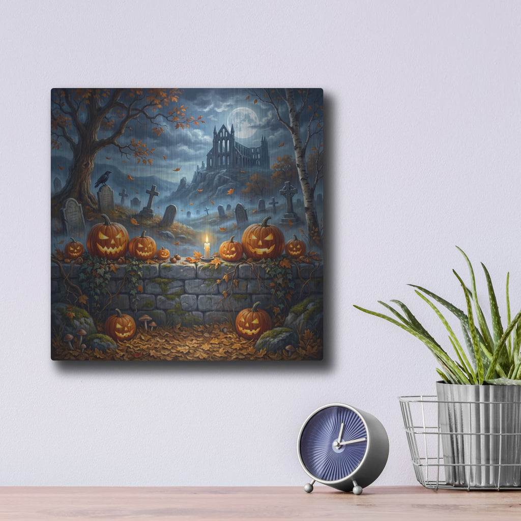 'Graveyard Glow' by Veve – Metal Wall Art, 12x12 room view