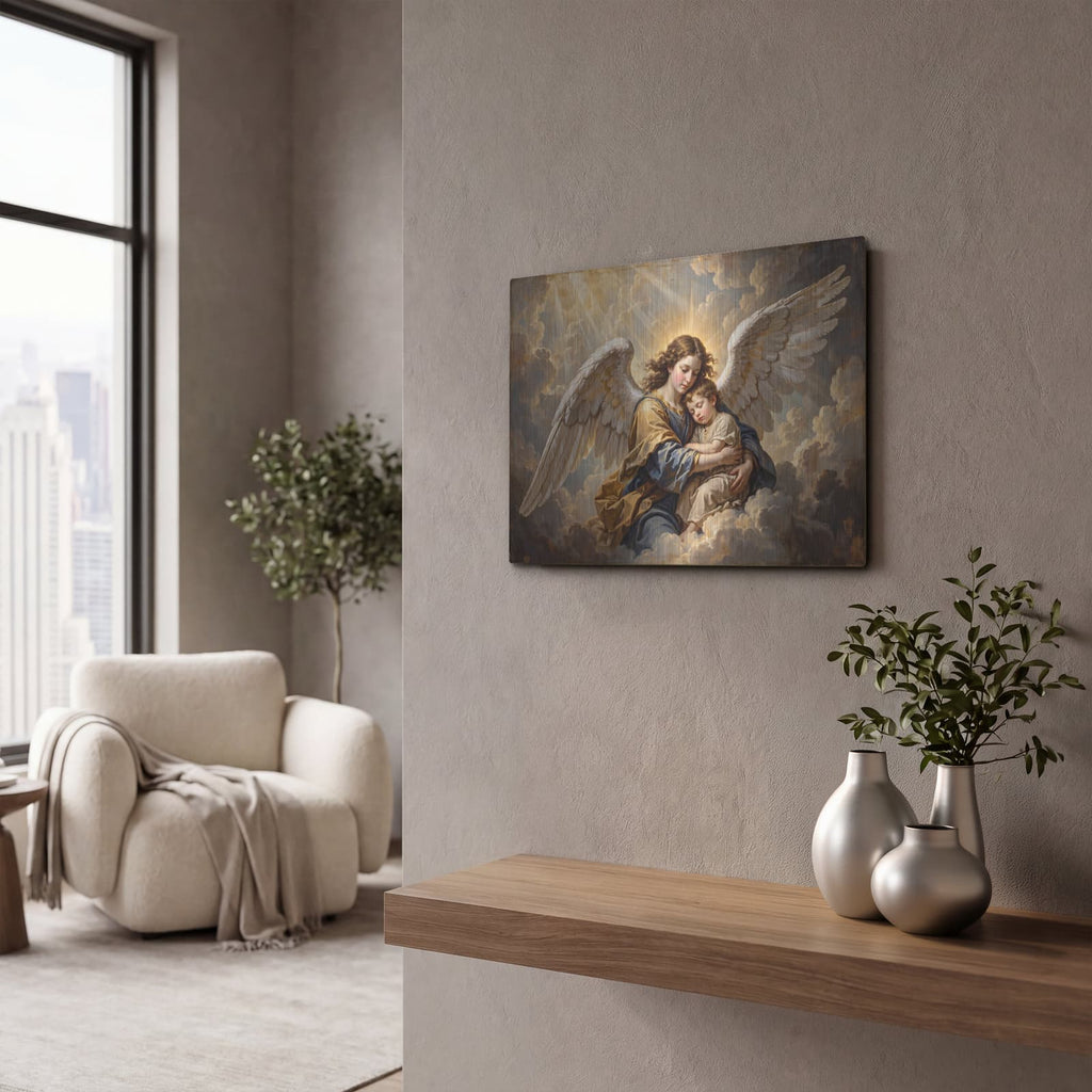 'Guardian Angel Protection' by Veve – Metal Wall Art, 16x12 room view
