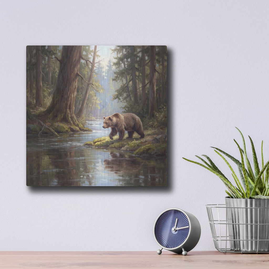 'Guardian of the Quiet Stream' by Veve – Metal Wall Art, 12x12 room view