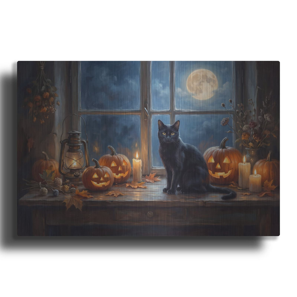 'Halloween Cat at Candlelight' by Veve – Metal Wall Art