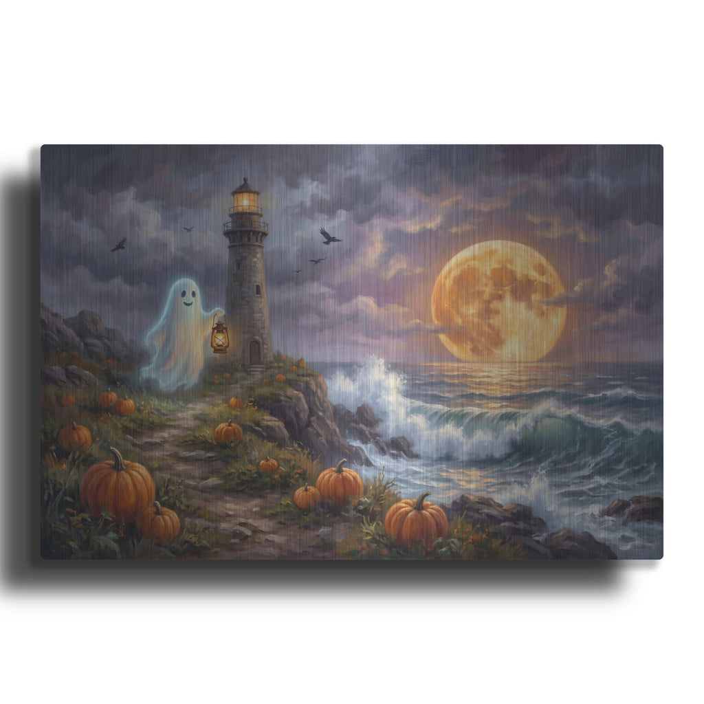 'Halloween Ghost Lighthouse' by Veve – Metal Wall Art