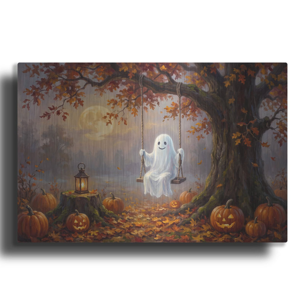 'Halloween Ghost Swing' by Veve – Metal Wall Art