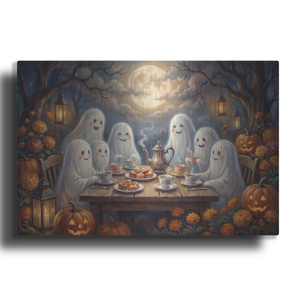 'Halloween Ghost Tea Party' by Veve – Metal Wall Art