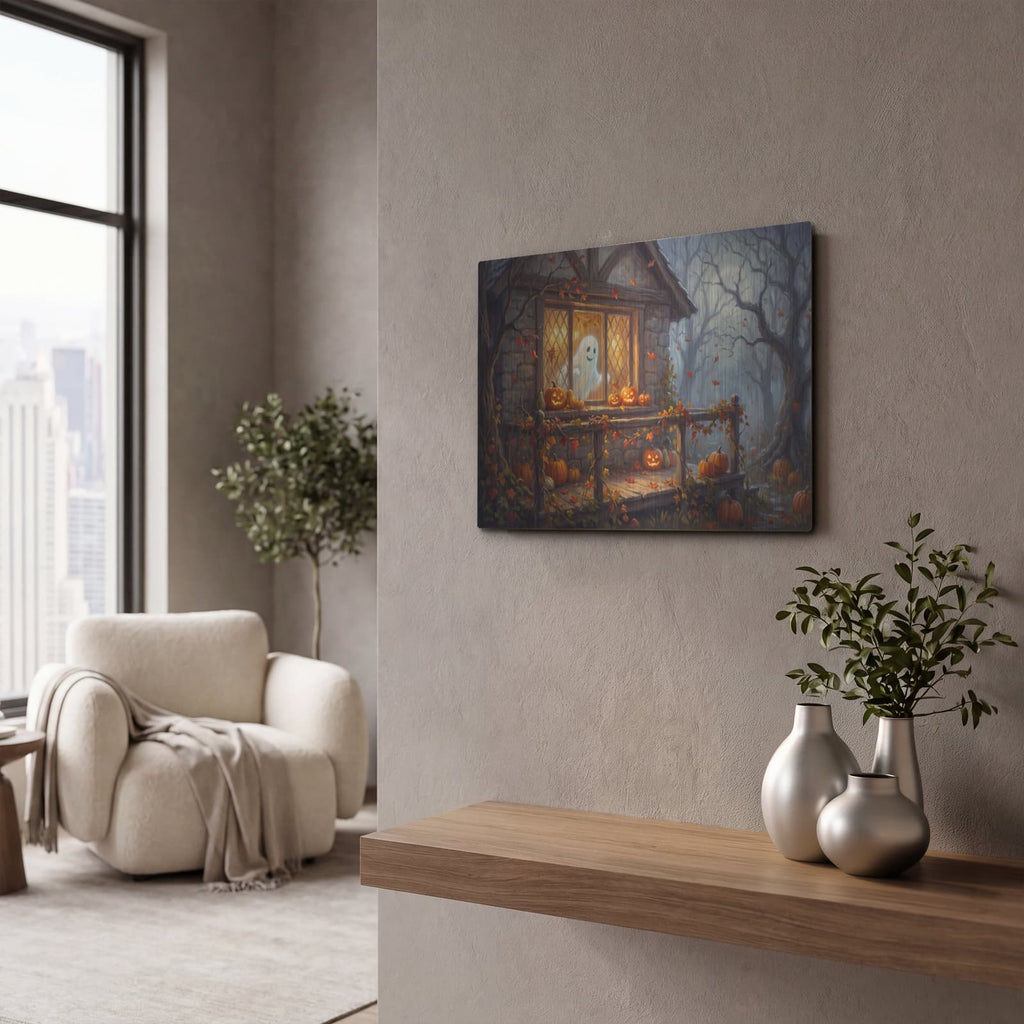 'Halloween Ghost' by Veve – Metal Wall Art, 16x12 room view