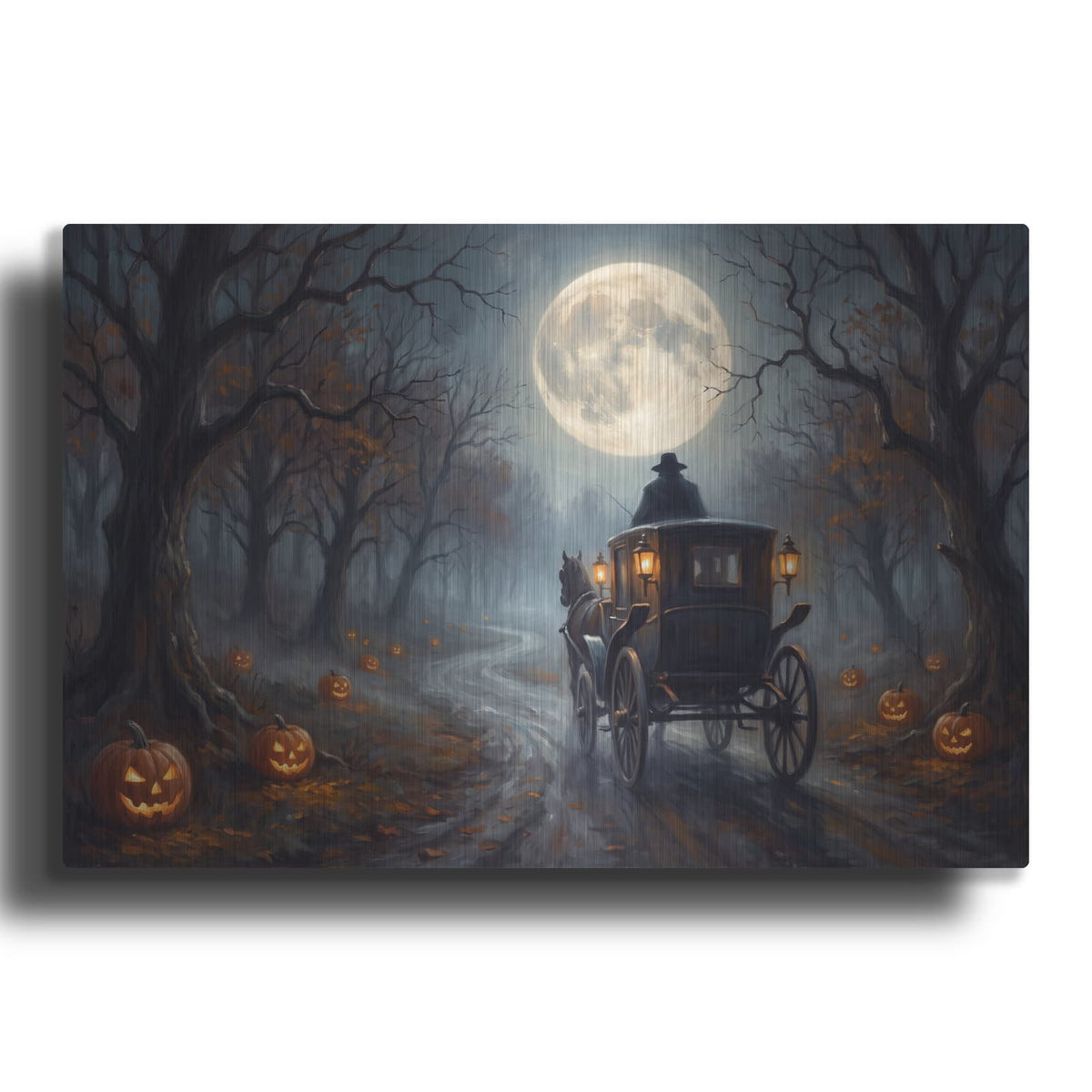 'Halloween Ghostly Carriage' by Veve – Metal Wall Art