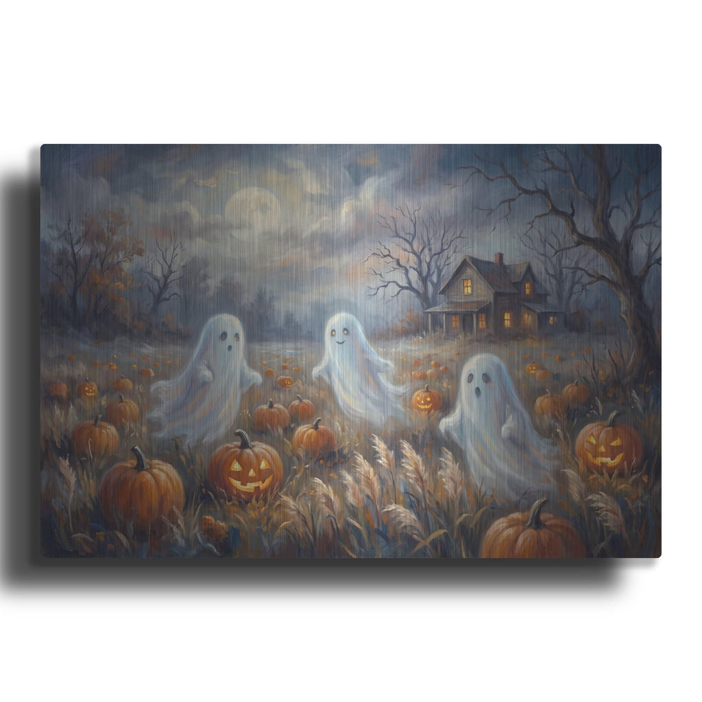 'Halloween Ghosts Pumpkin Patch' by Veve – Metal Wall Art