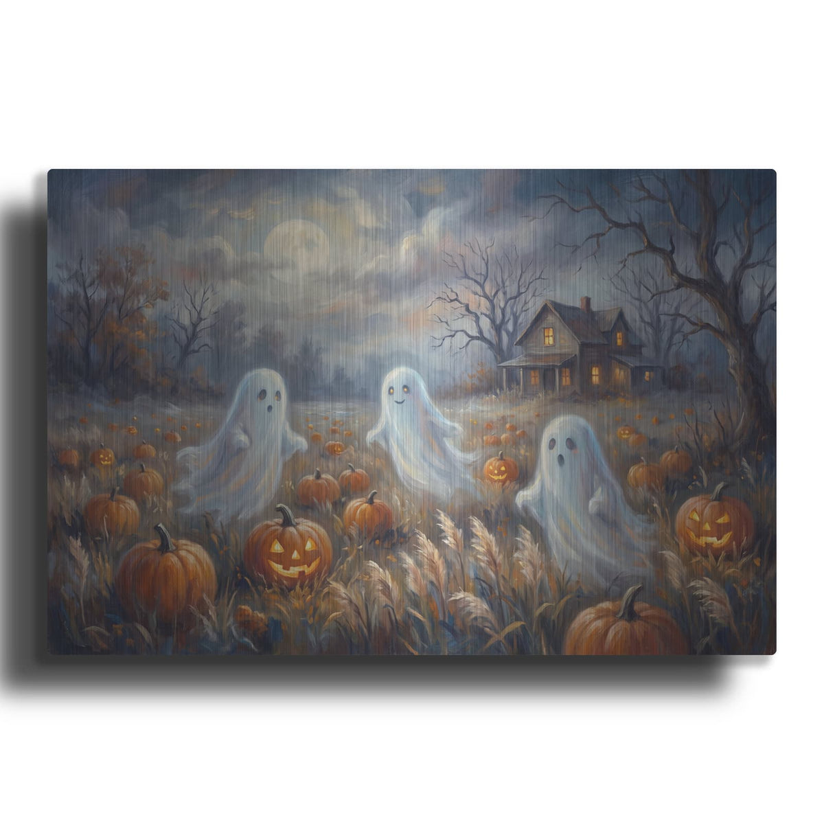 'Halloween Ghosts Pumpkin Patch' by Veve – Metal Wall Art