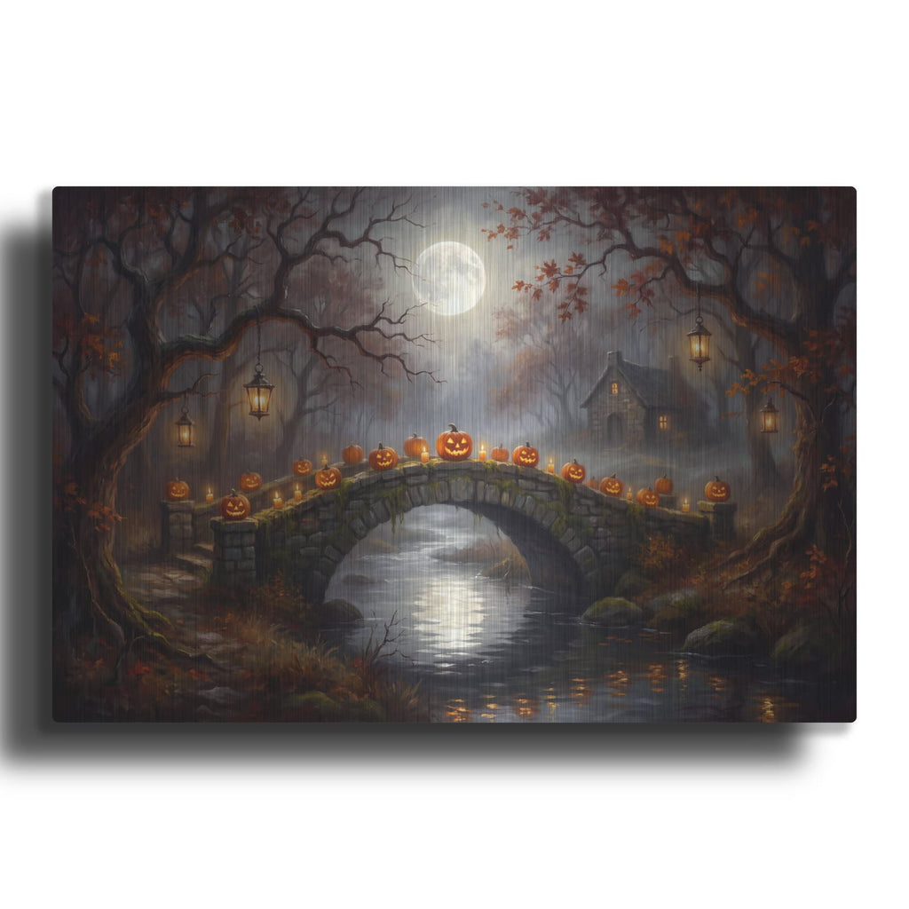 'Halloween Haunted Bridge' by Veve – Metal Wall Art