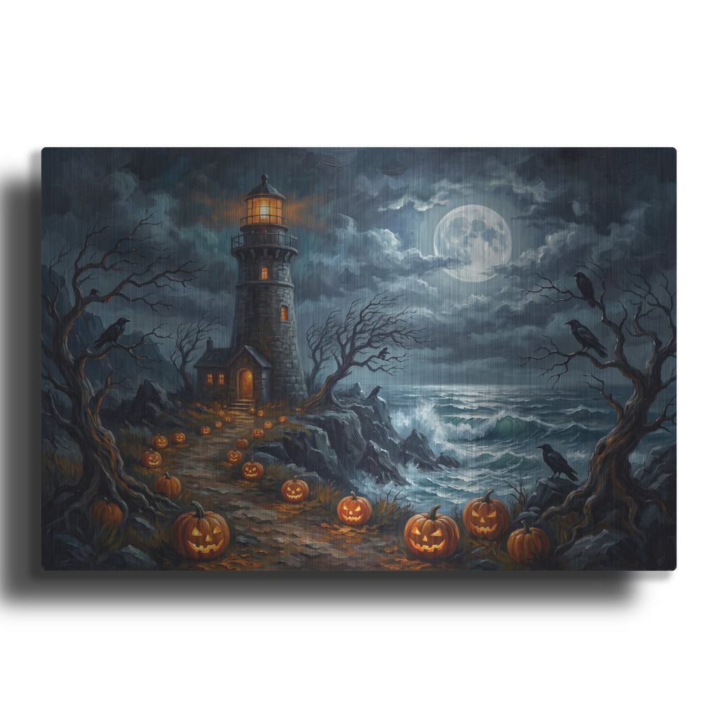 'Halloween Haunted Lighthouse' by Veve – Metal Wall Art