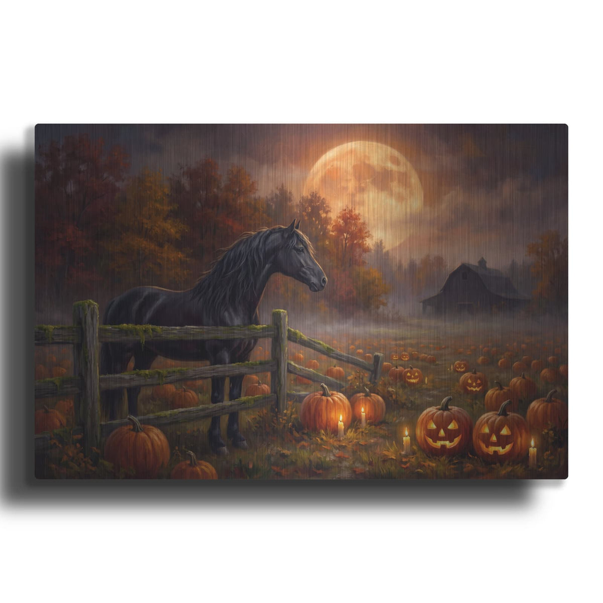 'Halloween Horse Pumpkins' by Veve – Metal Wall Art