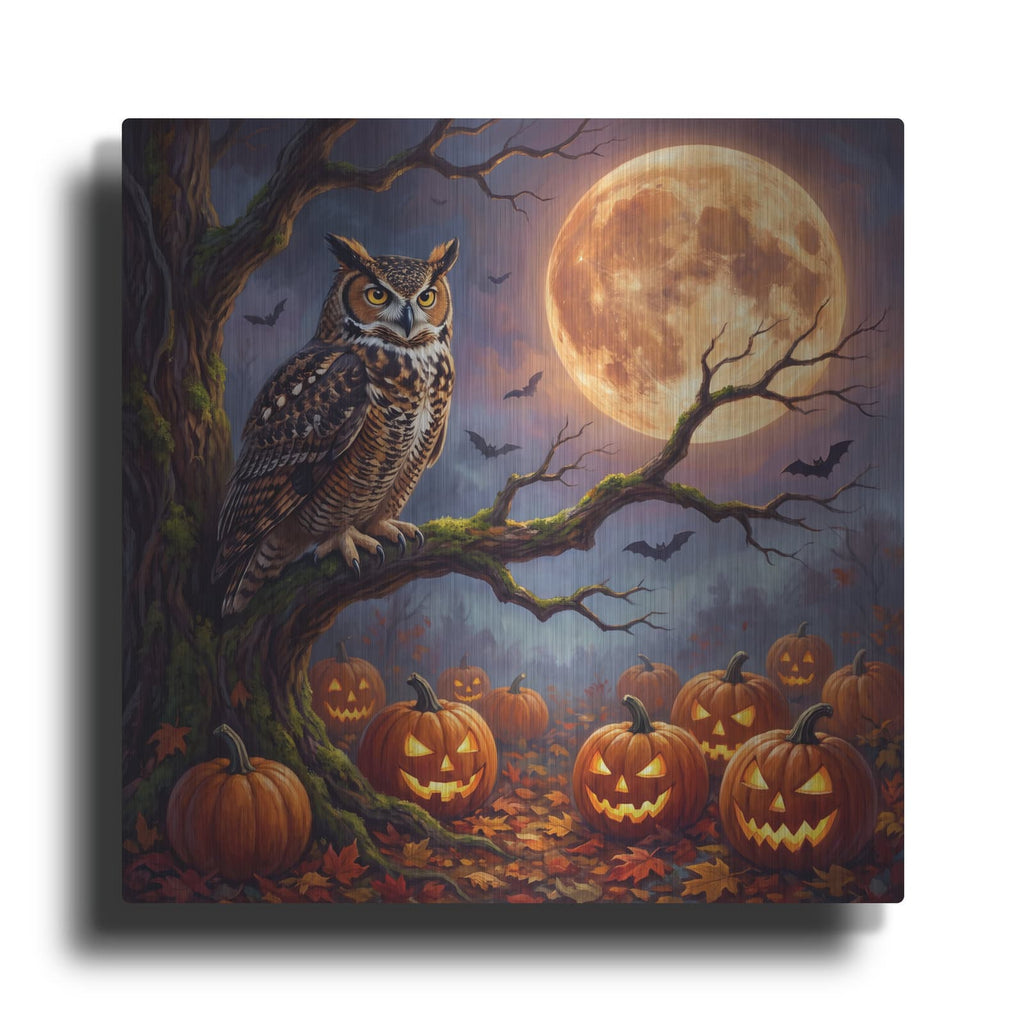 'Halloween Owl Moon' by Veve – Metal Wall Art