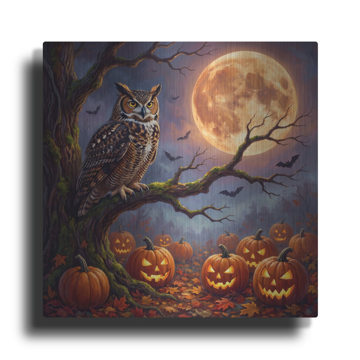 'Halloween Owl Moon' by Veve – Metal Wall Art