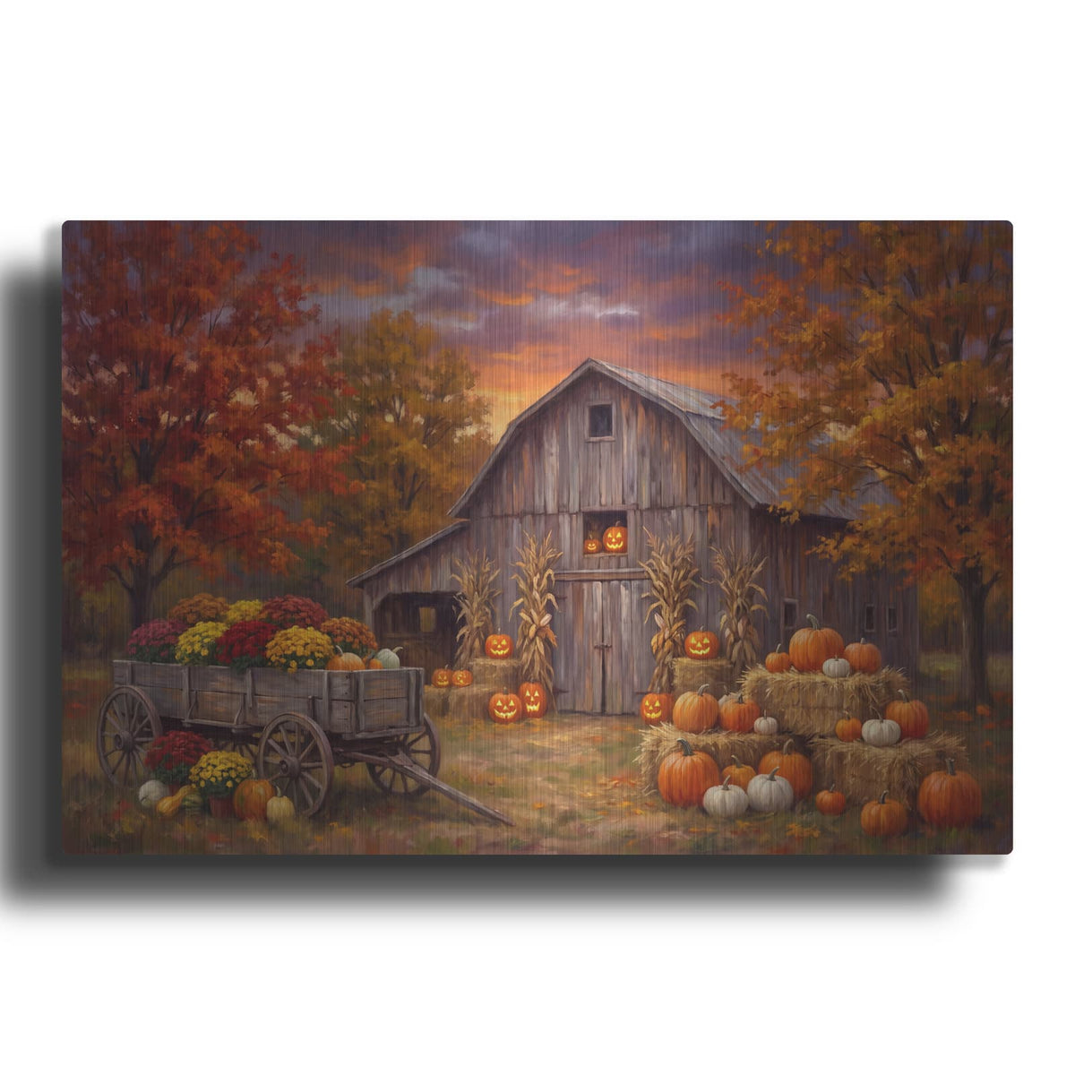 'Halloween Pumpkin Barn' by Veve – Metal Wall Art