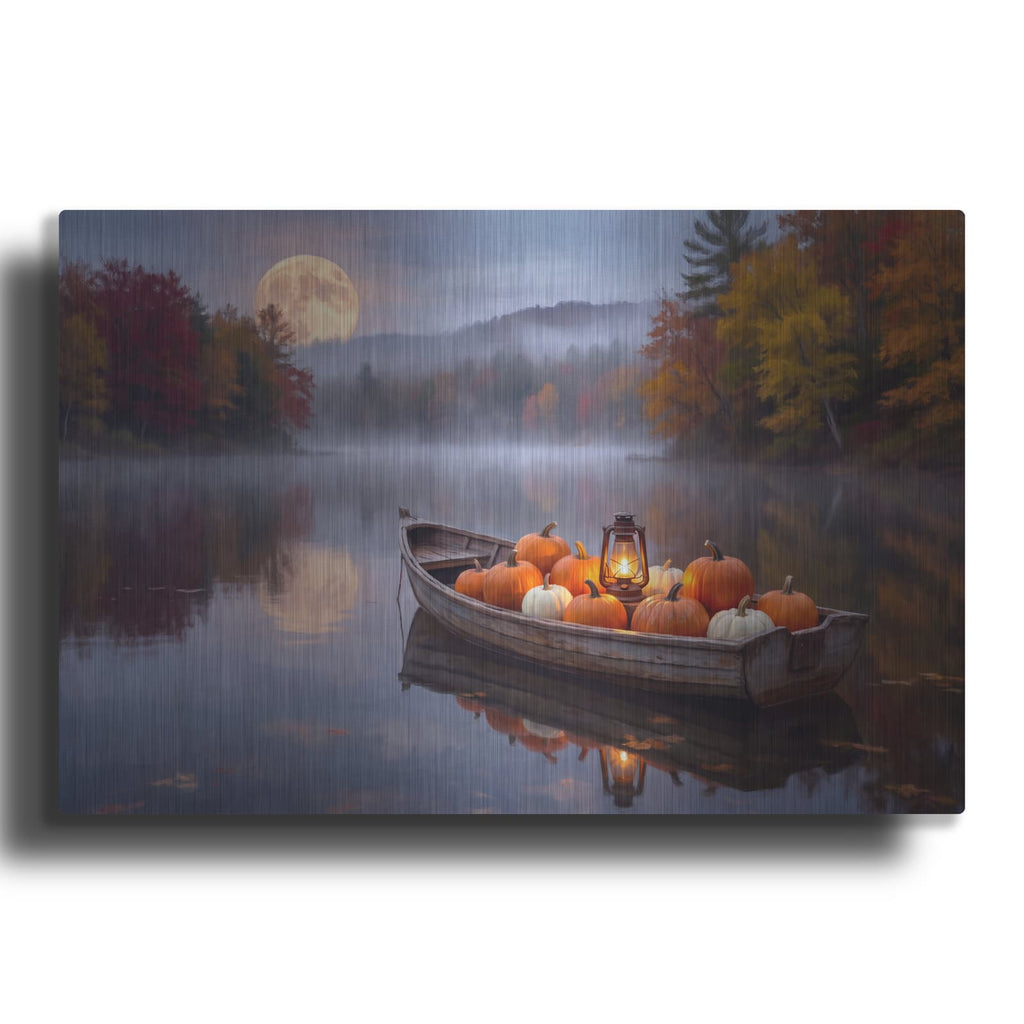 'Halloween Pumpkin Boat' by Veve – Metal Wall Art
