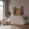 'Halloween Pumpkin Fireplace' by Veve – Metal Wall Art, 16x12 room view