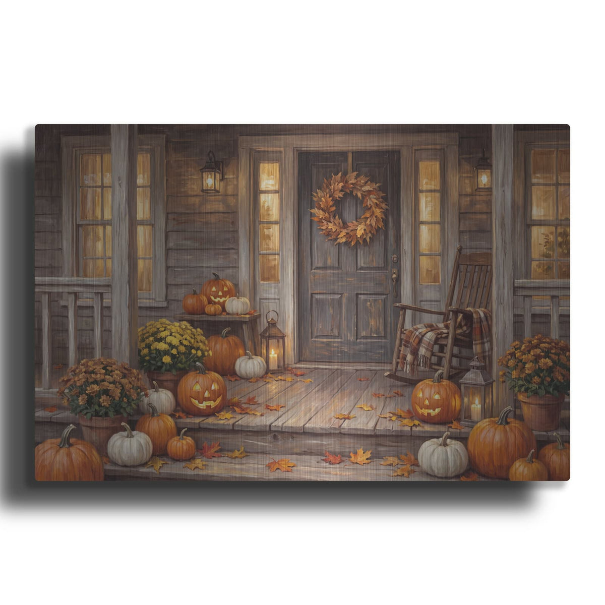'Halloween Pumpkin Porch' by Veve – Metal Wall Art