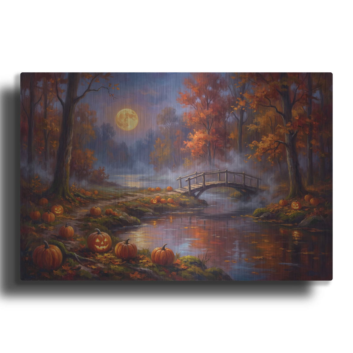 'Halloween Pumpkin River' by Veve – Metal Wall Art