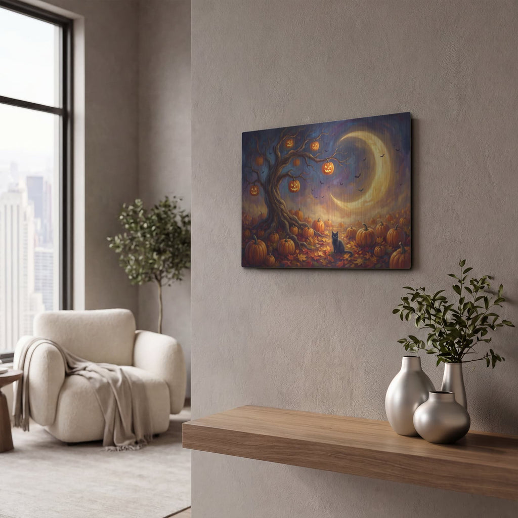 'Halloween Pumpkin Tree' by Veve – Metal Wall Art, 16x12 room view
