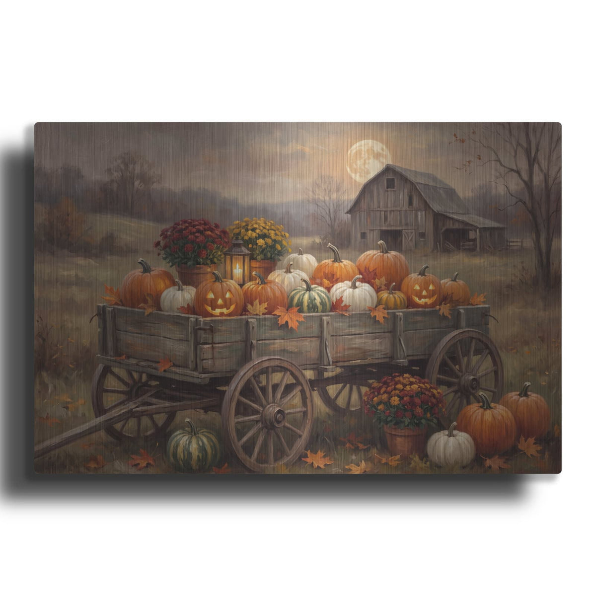 'Halloween Pumpkin Wagon' by Veve – Metal Wall Art