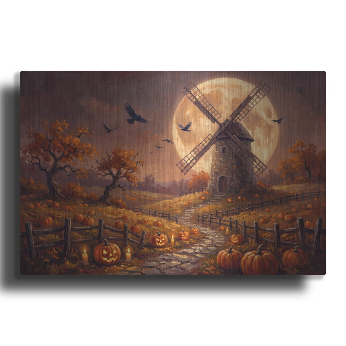 'Halloween Pumpkin Windmill' by Veve – Metal Wall Art