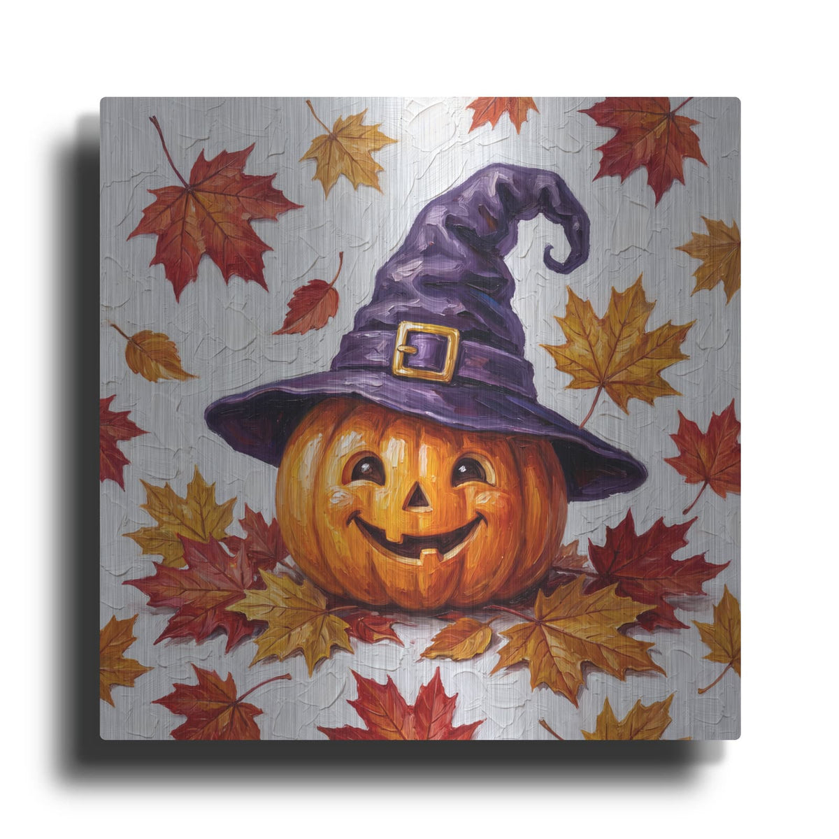 'Halloween Pumpkin with Hat' by Veve – Metal Wall Art