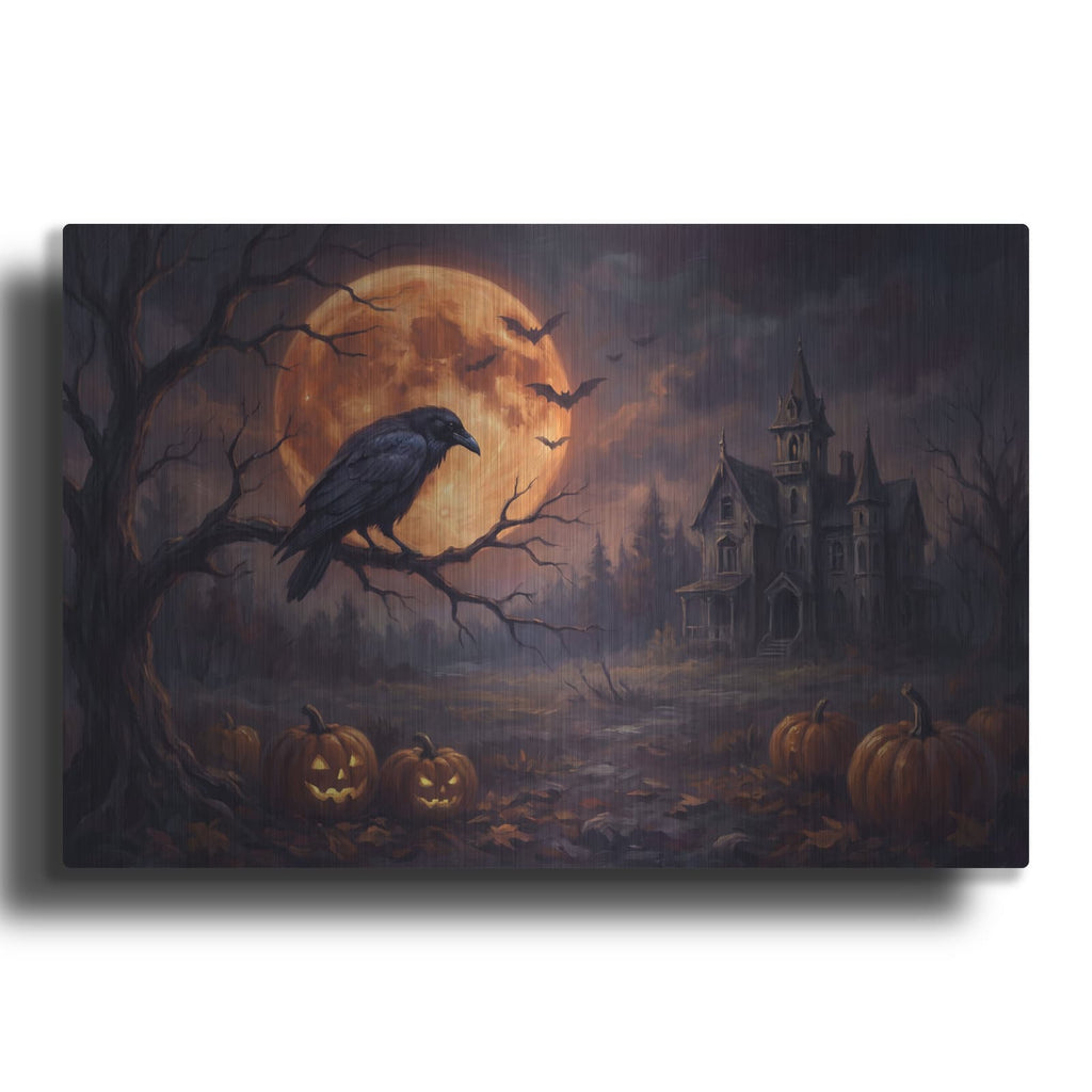'Halloween Raven Castle Guardian' by Veve – Metal Wall Art