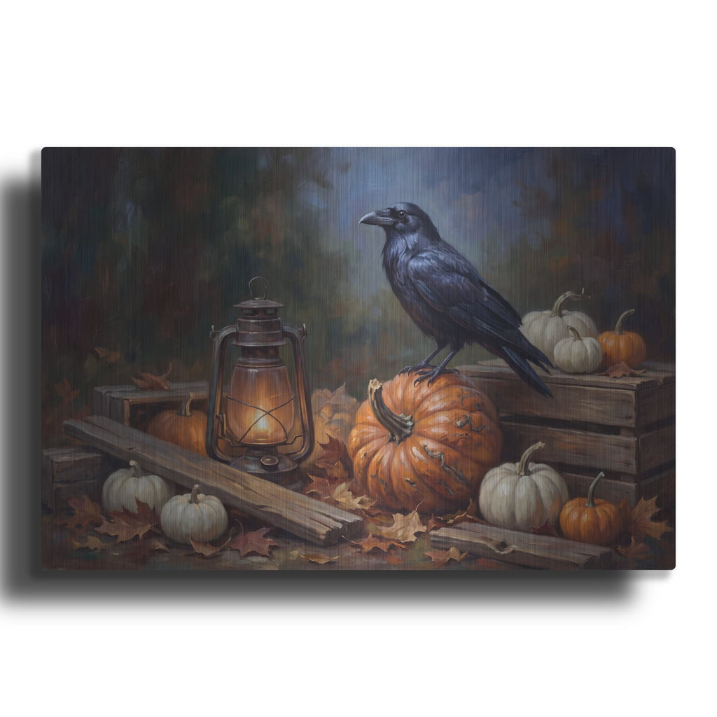 'Halloween Raven Pumpkins' by Veve – Metal Wall Art