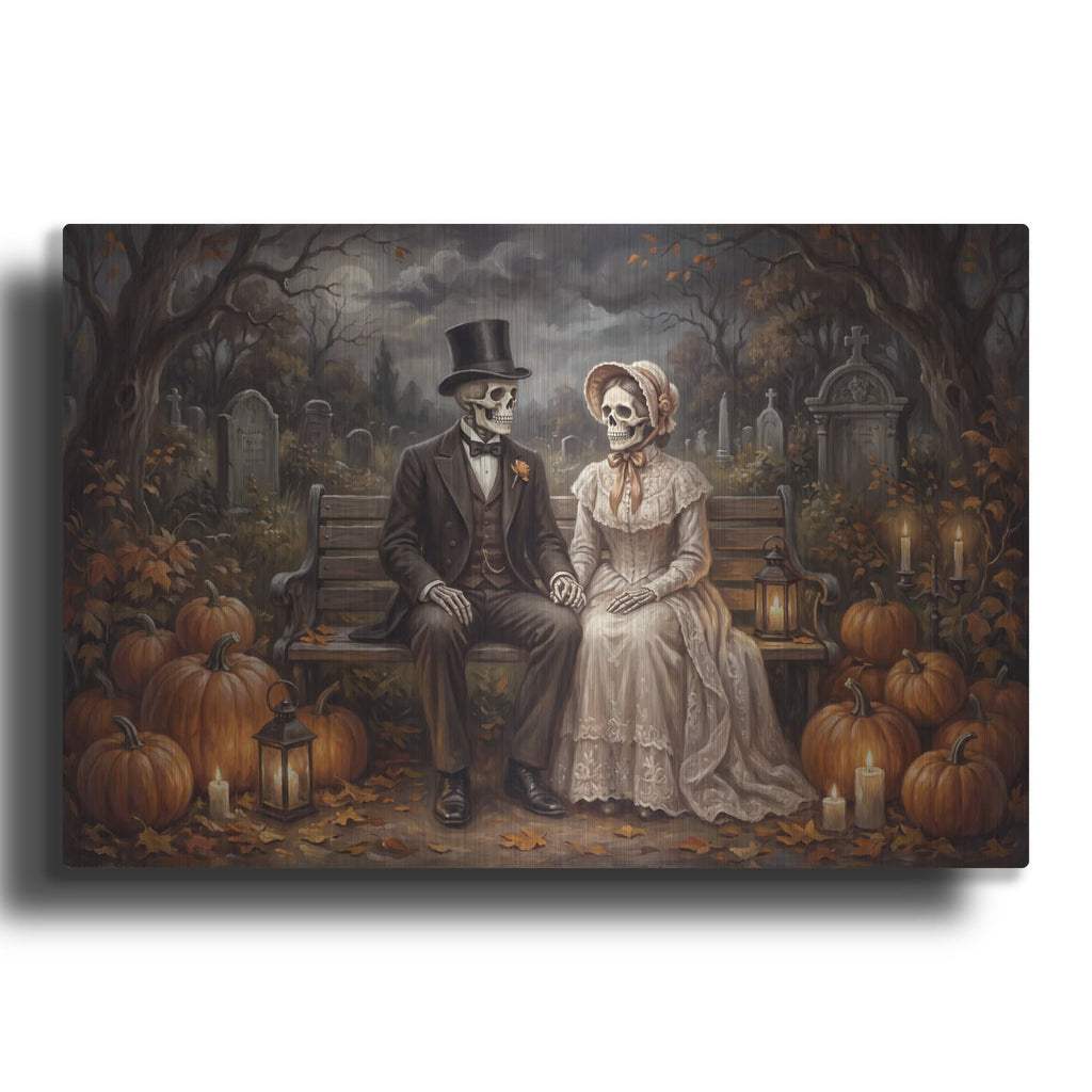 'Halloween Skeleton Couple' by Veve – Metal Wall Art