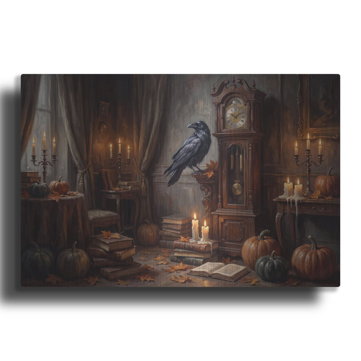 'Halloween When the Clock Crows' by Veve – Metal Wall Art